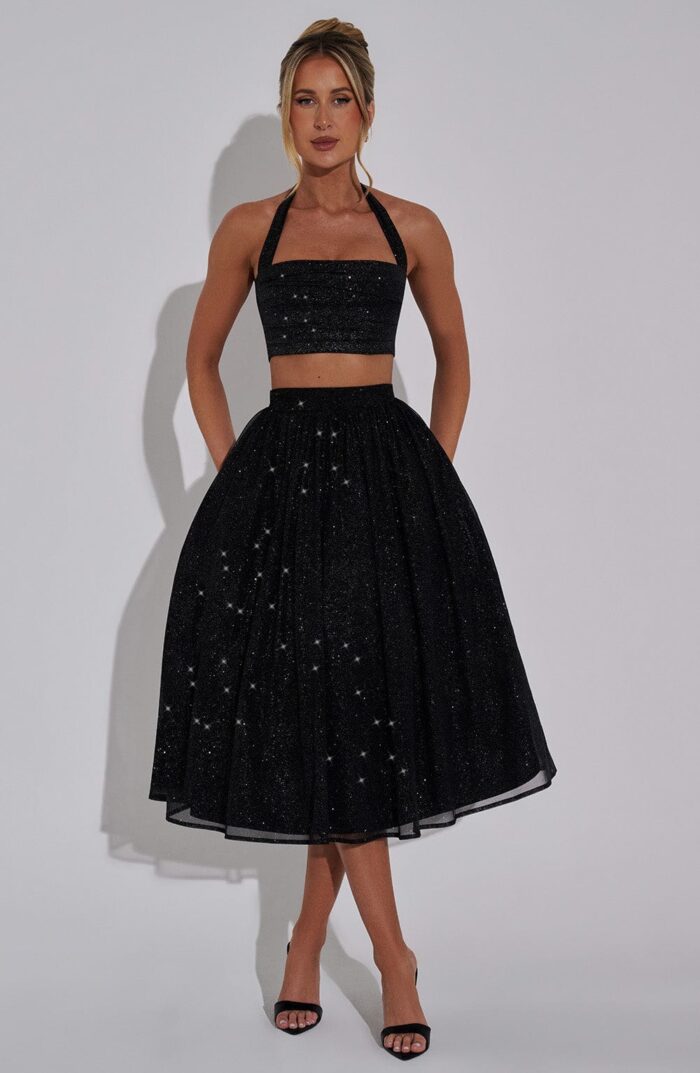 Alani Crop Top - Black Sparkle - Image 4