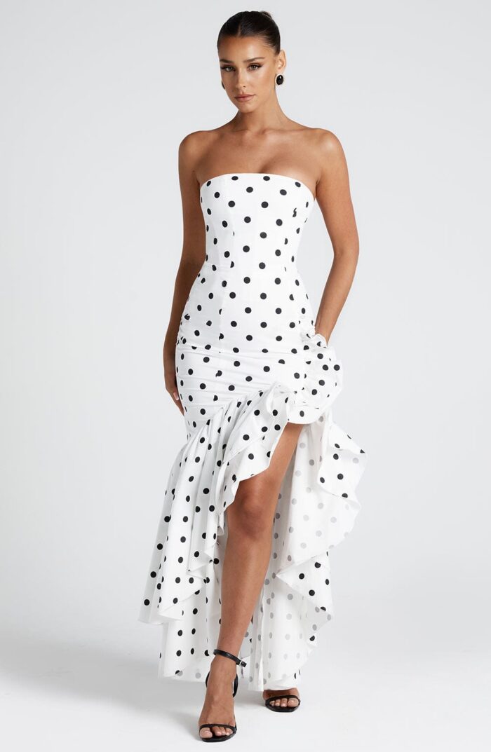 Angelina Maxi Dress - Black Polka Dot Print - Image 1