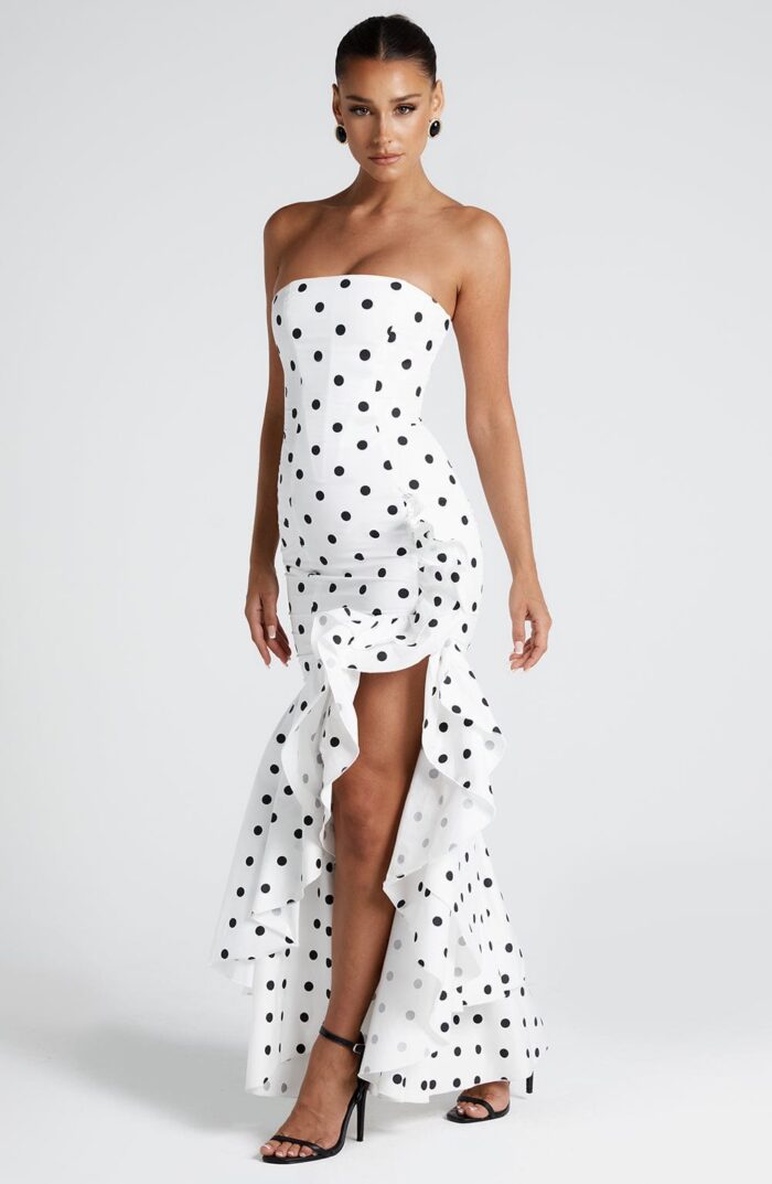 Angelina Maxi Dress - Black Polka Dot Print - Image 2