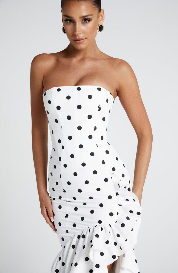 Angelina Maxi Dress - Black Polka Dot Print - Image 4